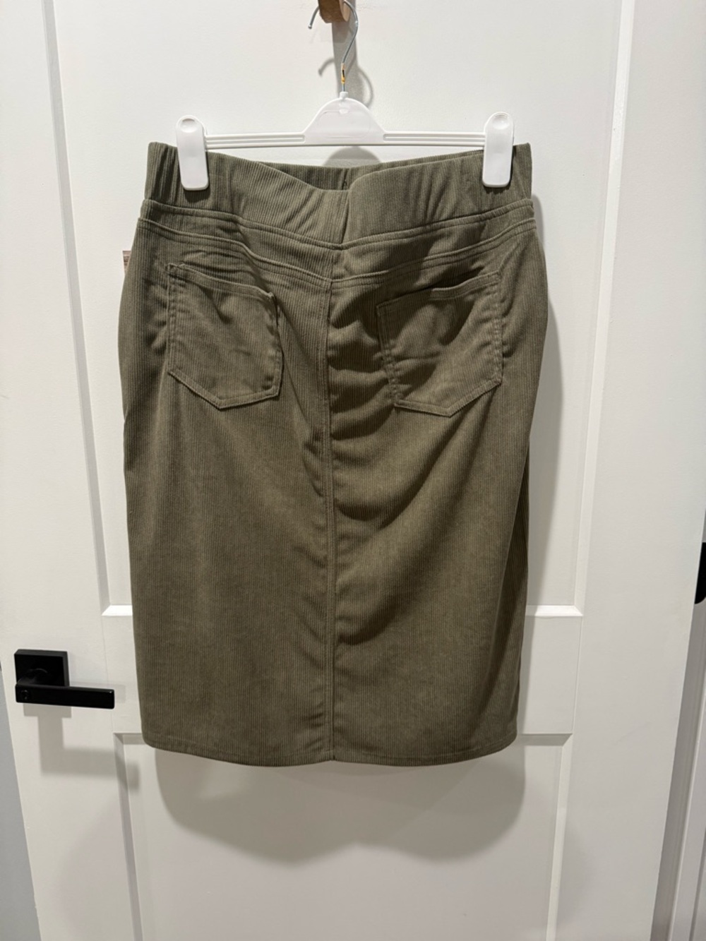 BE Girl Moss Olive Green Women's Corduroy pencil Skirt elastic waist size Xl - Picture 4 of 6